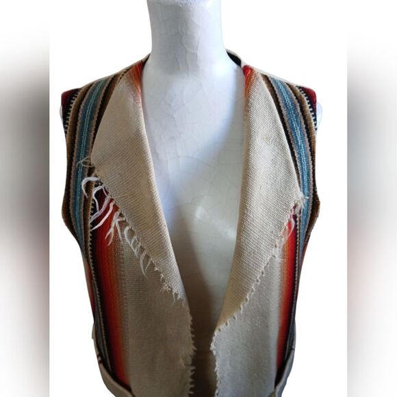 Authentic Chimayo  Hand Woven Publeo Indian Vest Vintage From 1940s - Picture 7 of 11